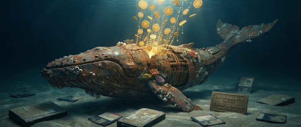 Кит эпохи Накамото переместил 909 BTC после 13 лет сна