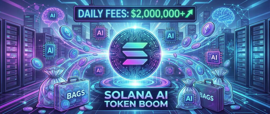 Bags на Solana: $2 млн комиссий за день на фоне бума ИИ-токенов