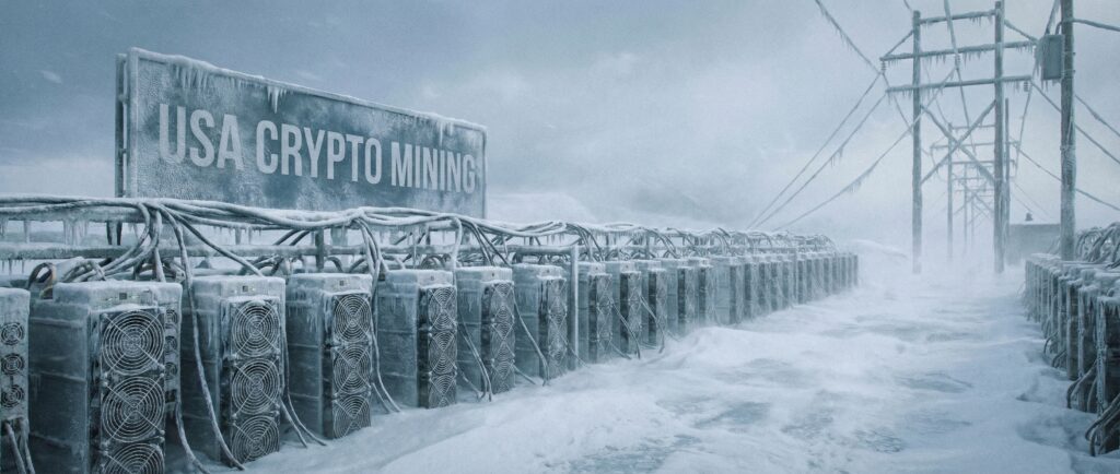 Мороз ударил по хешрейту: майнеры США массово отключаются из-за шторма