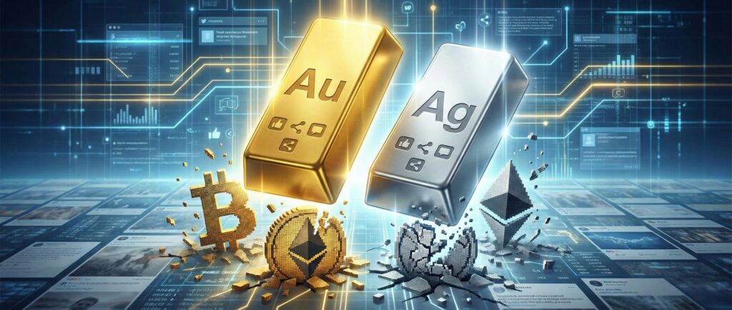 Золото и серебро обогнали крипту в соцсетях