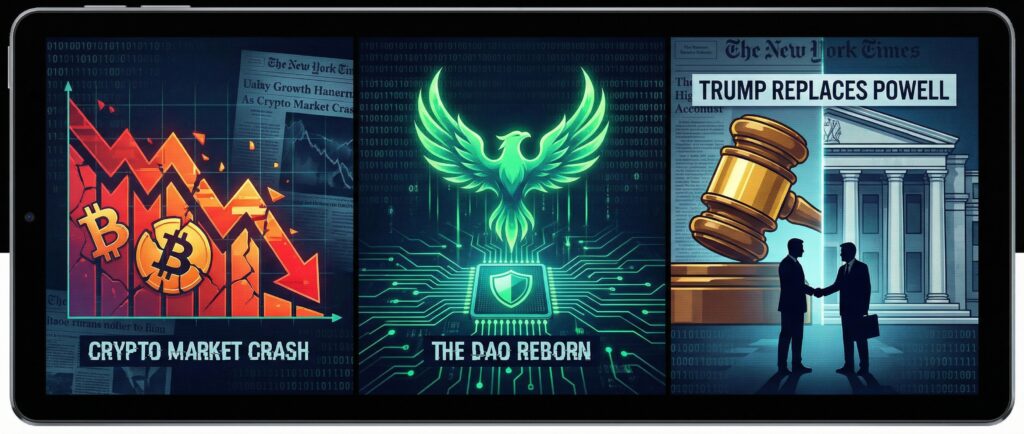 Крипторынок рухнул, TheDAO воскрес, Трамп сменит Пауэлла