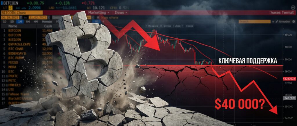 Биткоин пробил ключевую поддержку: ждать ли падения до $40 000?