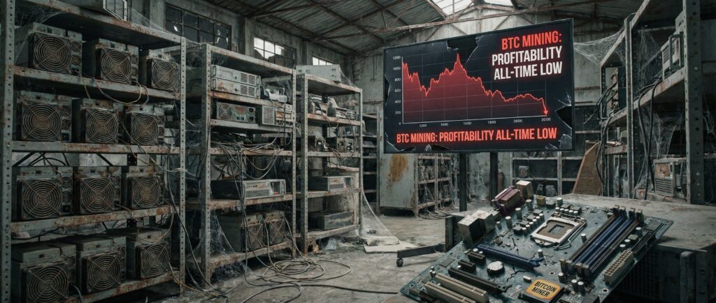 Доходность майнинга биткоина упала до рекордного минимума
