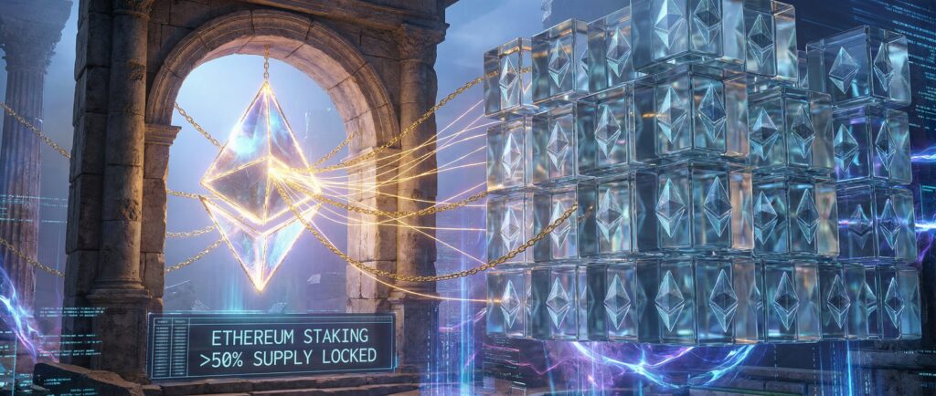 Исторический рубеж: в стейкинге Ethereum заблокировано более половины предложения