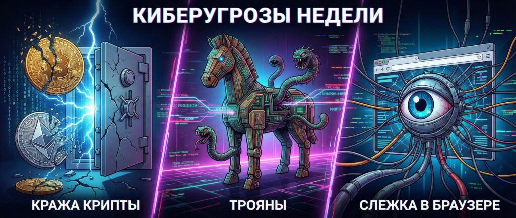 Киберугрозы недели: кража крипты, трояны и слежка в браузере