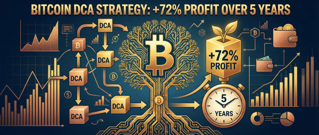 DCA-стратегия принесла 72% прибыли на биткоине за 5 лет