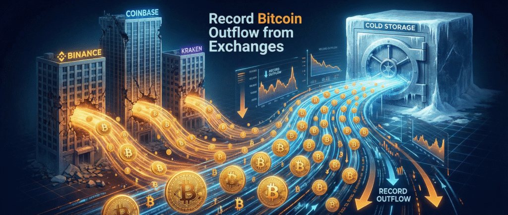 Рекордный отток биткоина с бирж