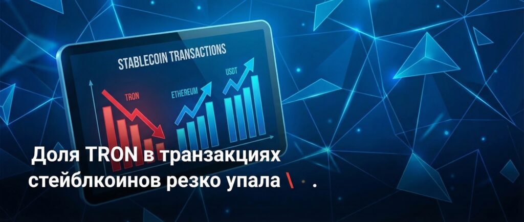 Доля TRON в транзакциях стейблкоинов резко упала