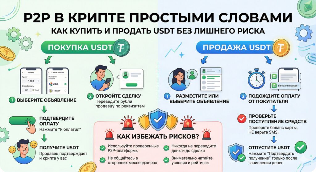 P2P в крипте простыми словами: как купить и продать USDT без лишнего риска