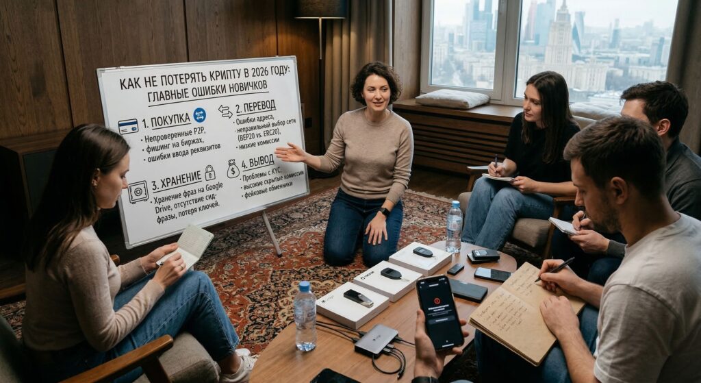 Как не потерять крипту в 2026 году: самые частые ошибки новичков при покупке, переводе, хранении и выводе