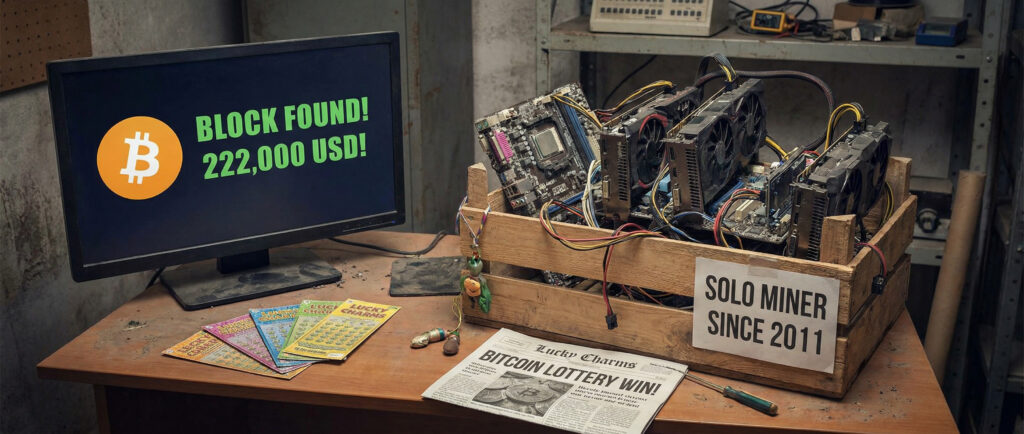 Соло-майнер с устаревшим оборудованием выиграл 222 тысячи долларов в лотерею биткоина