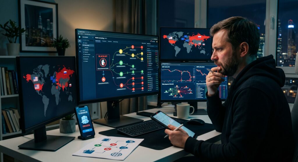 Риск заморозки USDT и USDC в 2026 году: blacklist, wallet screening и санкционные проверки
