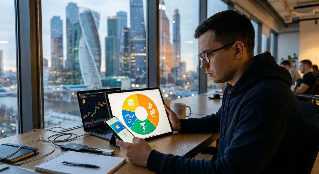 Как разделить USDT, Bitcoin, переводы и резерв между криптокошельками в 2026 году