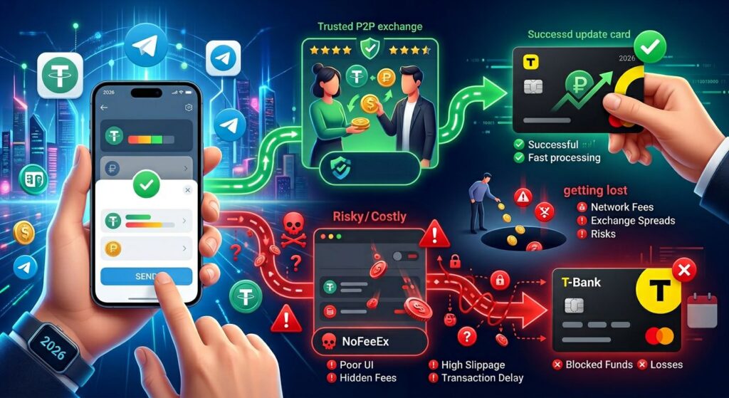 Вывод USDT на Т-Банк после Telegram Wallet в 2026 году: маршруты, комиссии и риски