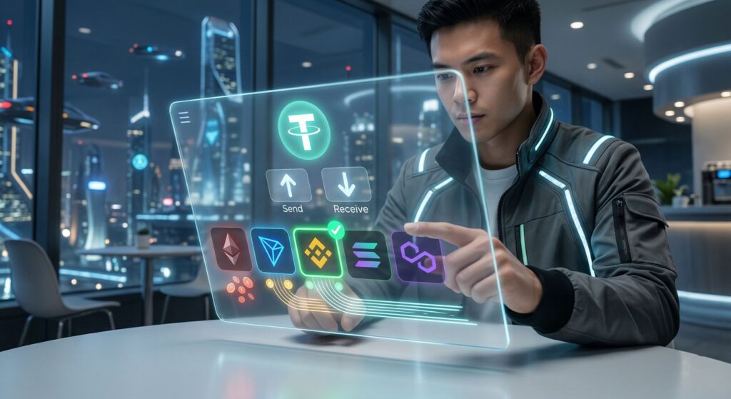 В каких сетях работает USDT в 2026 году и как выбрать правильную сеть для перевода и вывода 1 Пользователь выбирает правильную сеть USDT для перевода и вывода среди Ethereum, Tron, BNB Chain, Solana и Polygon в 2026 году