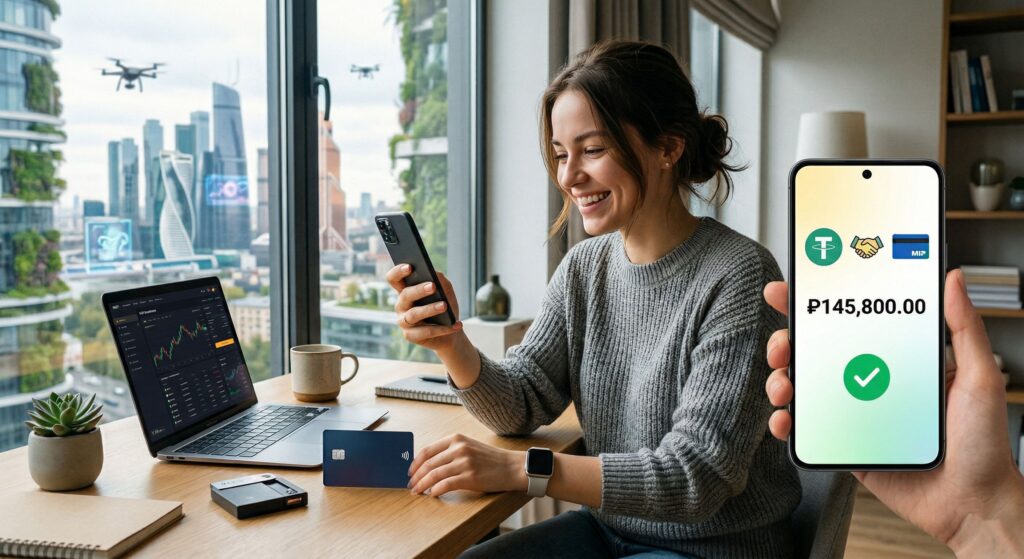 Как продать USDT через P2P в 2026 году и безопасно вывести рубли 1 Пользователь продаёт USDT через P2P и безопасно получает рубли на банковскую карту в 2026 году