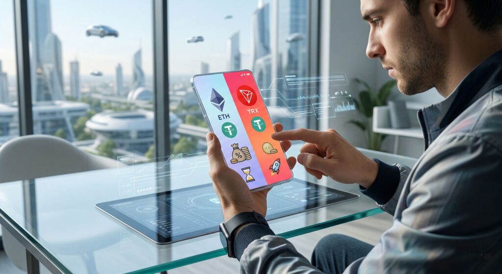 Что такое ERC20 и TRC20 простыми словами и какую сеть выбрать для USDT в 2026 году 1 Пользователь сравнивает ERC20 и TRC20 для USDT, выбирая сеть Ethereum или Tron по комиссии, скорости и удобству перевода в 2026 году