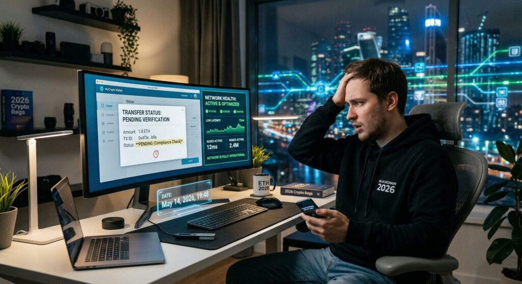Почему криптоперевод завис на проверке в 2026 году, хотя сеть работает нормально