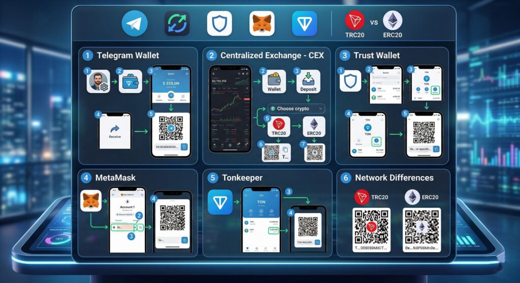 Где найти адрес криптокошелька и как не перепутать сеть, кошелёк и адрес для перевода 1 Где найти адрес криптокошелька в Telegram Wallet, Trust Wallet, MetaMask и Tonkeeper