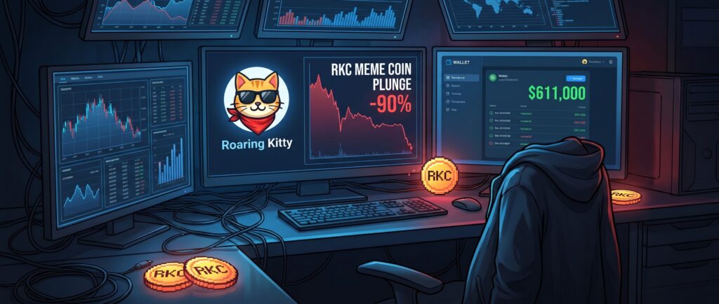 Вот несколько вариантов кратких заголовков для этой новости:

*   Взлом Roaring Kitty принес создателям мем-коина $611 000
*   Хакеры заработали $611 000 на взломе аккаунта Roaring Kitty
*   Мем-коин RKC обвалился на 90% после взлома аккаунта Кита Гилла