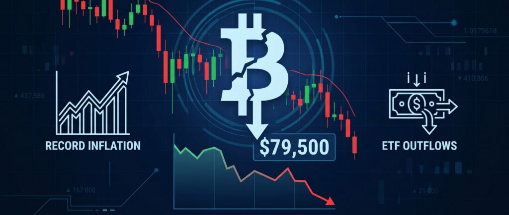 Вот краткий заголовок для этой новости:

Биткоин рухнул ниже $80 000 на фоне рекордной инфляции и оттока из ETF