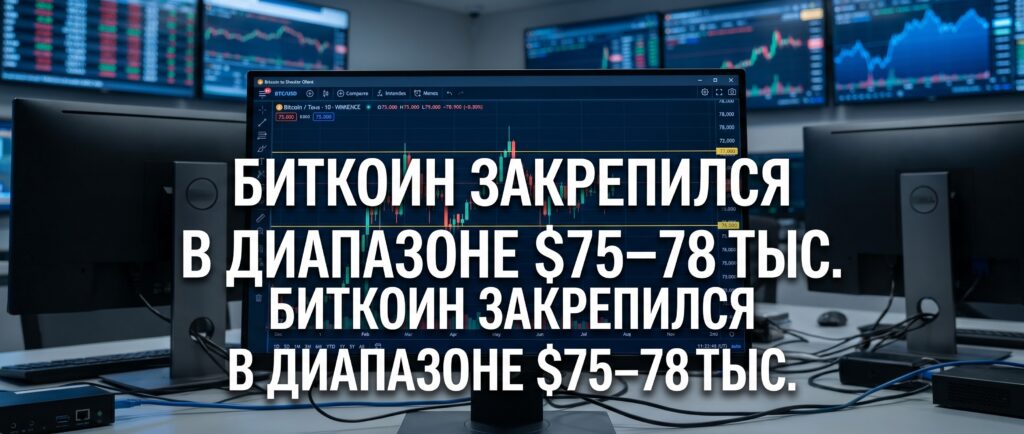 Биткоин закрепился в диапазоне $75–78 тыс.