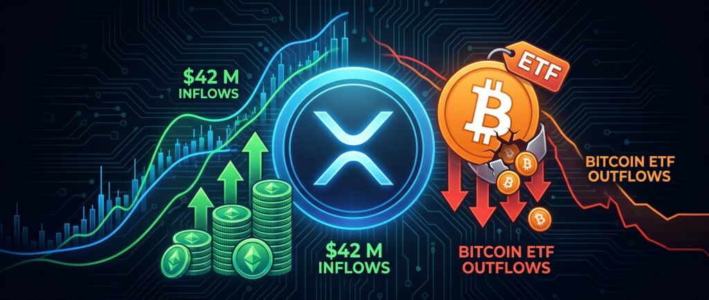XRP привлек $42 млн на фоне оттока из биткоин-ETF