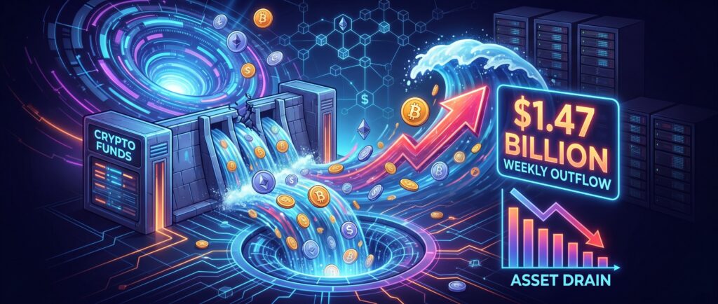 Отток из криптофондов достиг $1,47 млрд за неделю