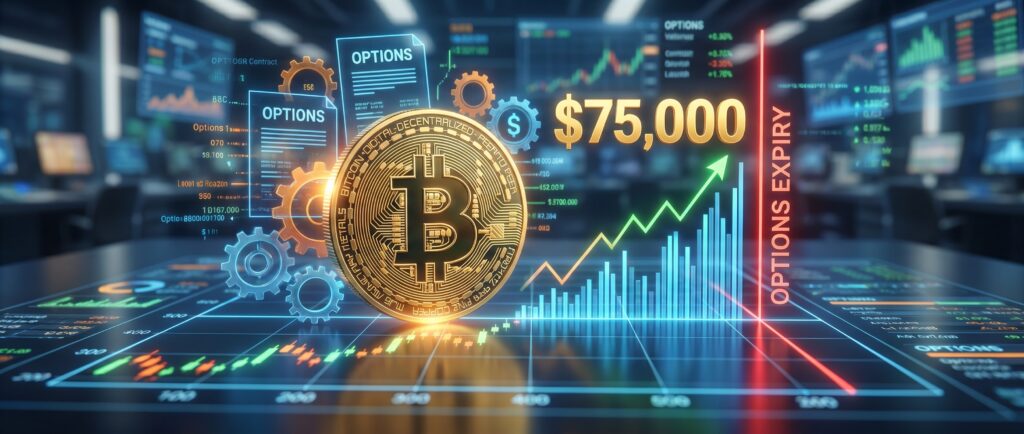 Биткоин протестировал $75 000 перед экспирацией опционов