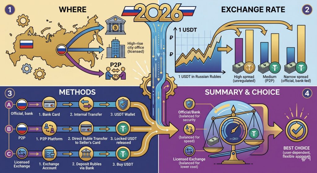 ак купить USDT за рубли в 2026 году через P2P, Bybit и обменник