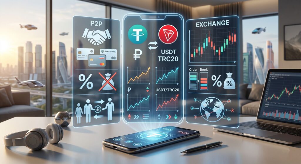 Как купить USDT TRC20 за рубли в 2026 году через P2P или обменник