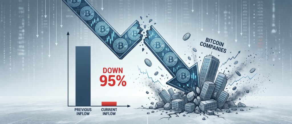 Приток в биткоин-компании упал на 95%