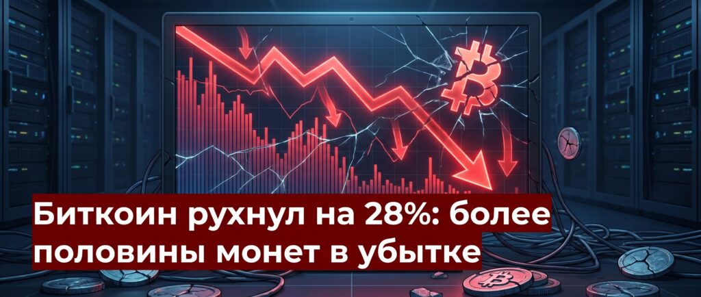 Вот краткий заголовок для этой новости:

Биткоин рухнул на 28%: более половины монет в убытке
