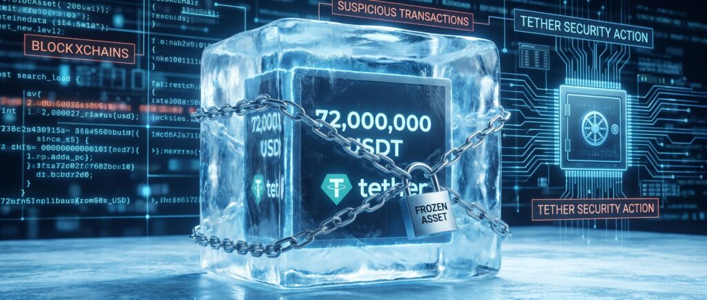Tether заморозила 72 млн USDT после подозрительных транзакций