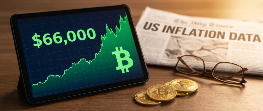 Вот краткий заголовок для этой новости:

Биткоин отскочил выше $66 000 на фоне данных по инфляции в США