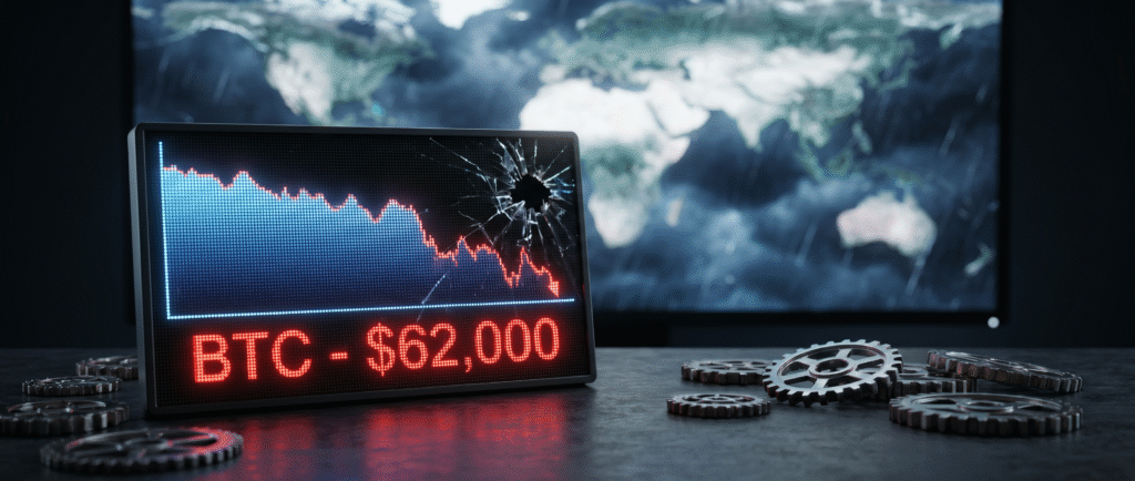 Биткоин обвалился до $62 000 на фоне геополитических рисков