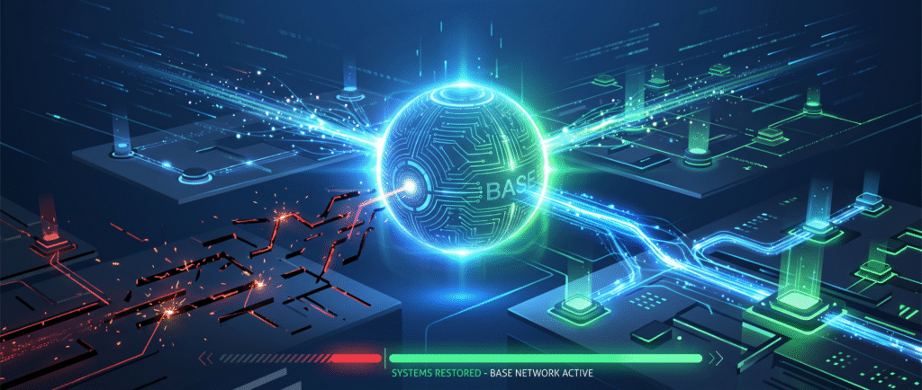 Вот краткий заголовок для новости:

Сеть Base возобновила работу после двухчасового сбоя