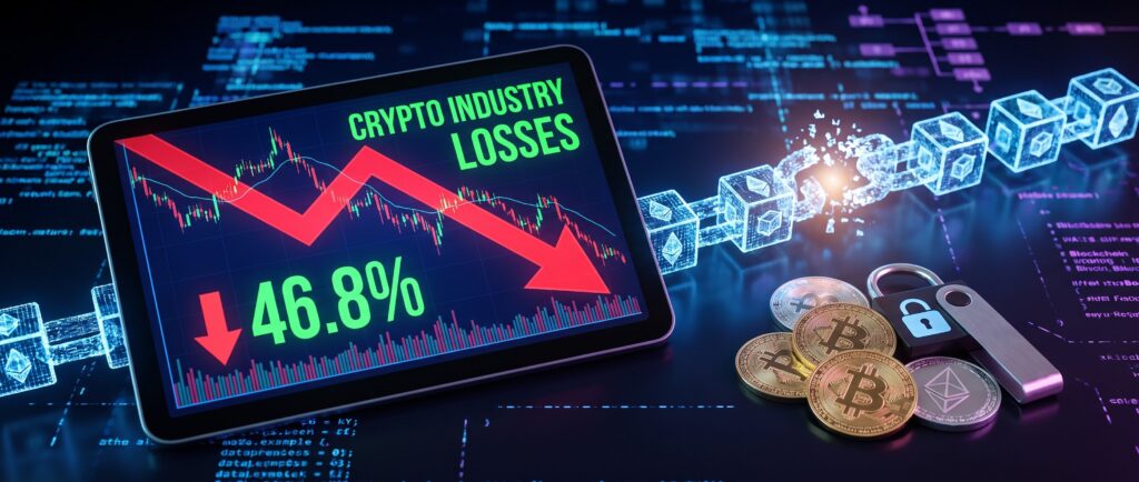 Потери криптоиндустрии за полугодие снизились на 46,8%