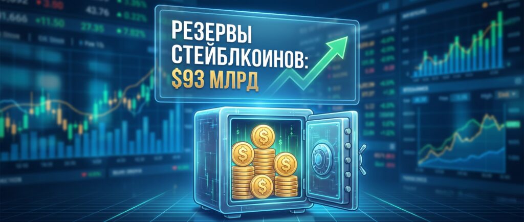 Резервы стейблкоинов на биржах достигли $93 млрд