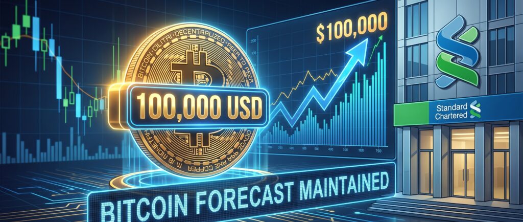 Standard Chartered сохранил прогноз биткоина на $100 000