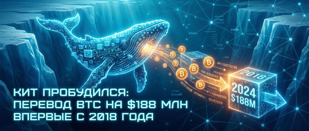 Кит пробудился: перевод BTC на $188 млн впервые с 2018 года
