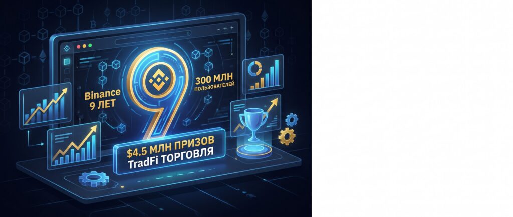Вот несколько кратких заголовков для этой новости на русском языке:

1. Binance отмечает 9 лет: 300 млн пользователей и кампания за $4,5 млн
2. Девятилетие Binance: рекорды, TradFi-торговля и $4,5 млн призов
3. Binance исполнилось 9 лет: биржа отчиталась о росте и запустила акцию