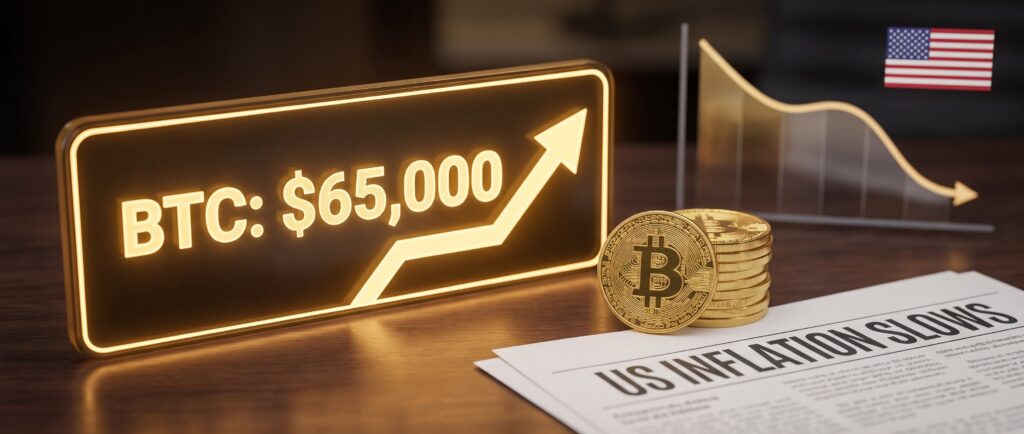 Биткоин преодолел $65 000 на фоне замедления инфляции в США
