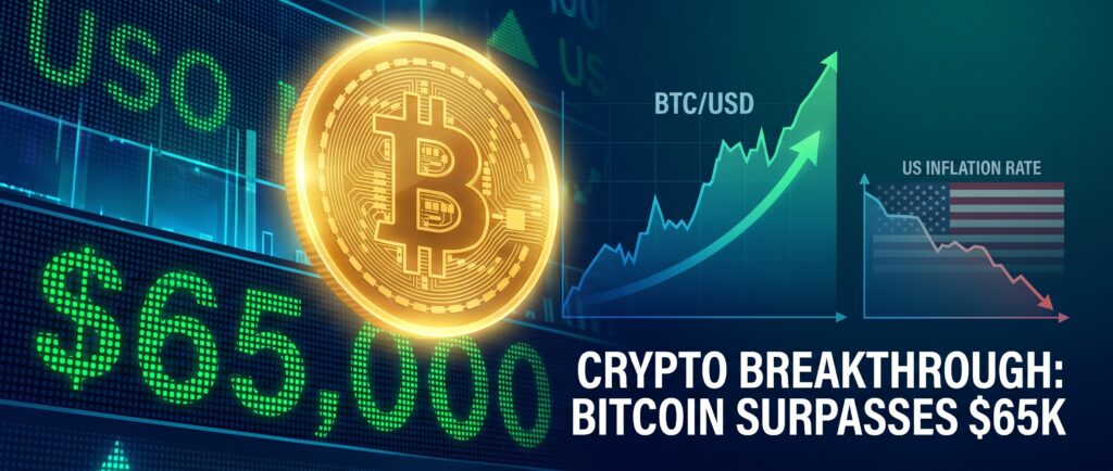 Биткоин превысил $65 000 на фоне замедления инфляции в США