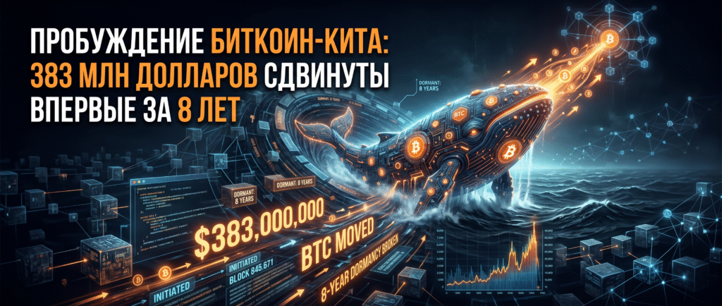 Пробуждение биткоин-кита: 383 млн долларов сдвинуты впервые за 8 лет