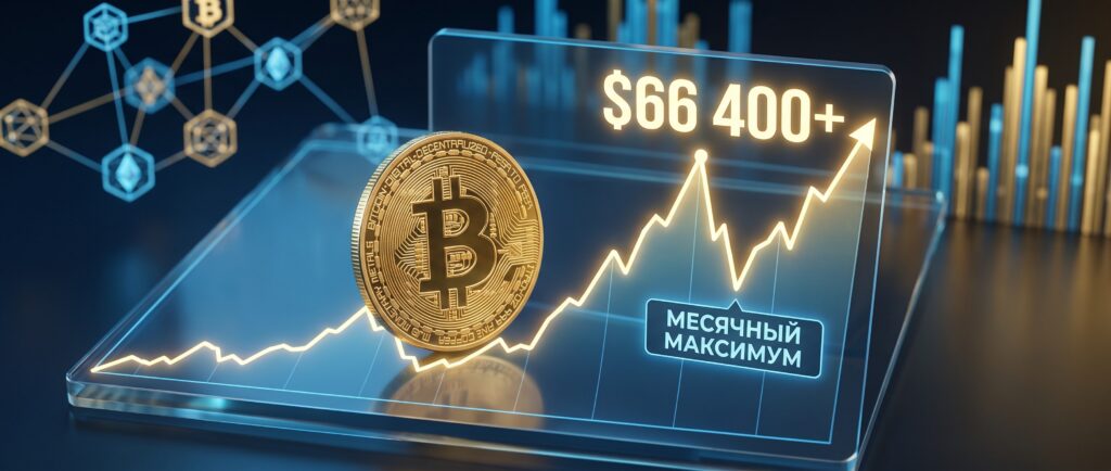 Биткоин обновил месячный максимум, превысив $66 400