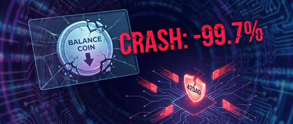 Вот краткий заголовок для новости:

Стейблкоин Balance Coin рухнул на 99,7% из-за атаки на 42DAO