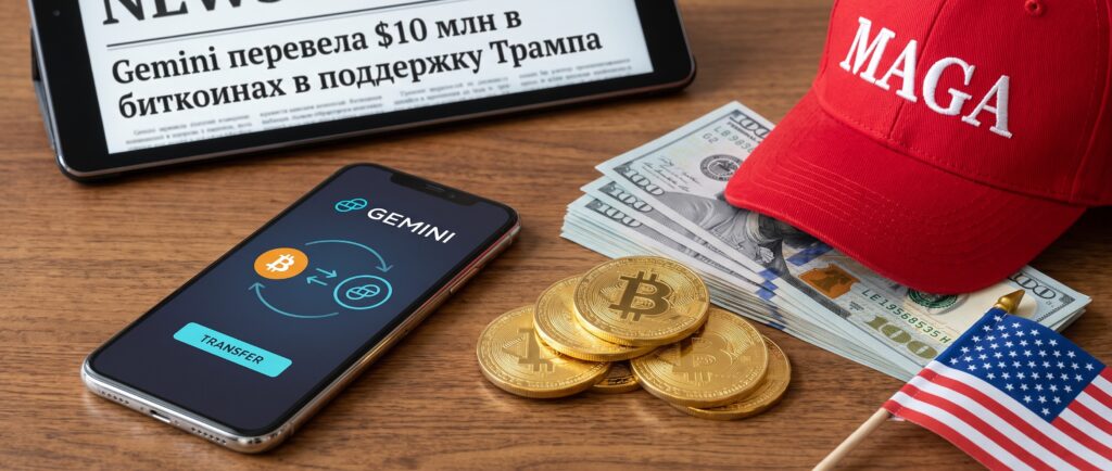 Вот краткий заголовок для новости:

Gemini перевела $10 млн в биткоинах в поддержку Трампа