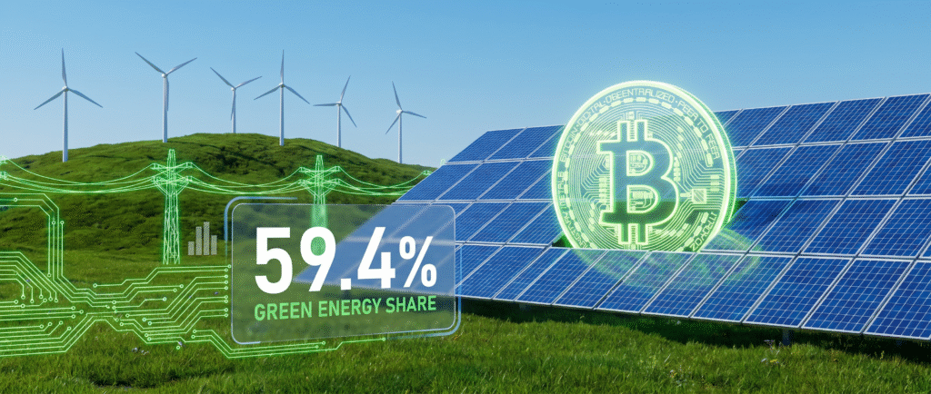 Доля «зеленой» энергии в майнинге биткоина достигла 59,4%