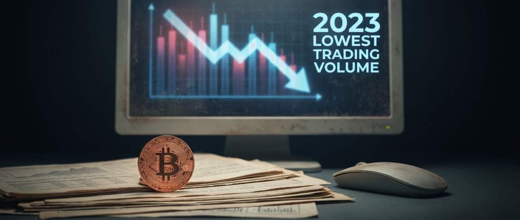 Торговая активность биткоина упала до минимума с 2023 года